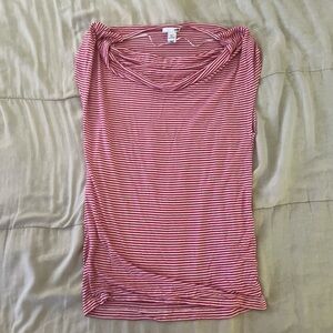 Pink and white striped boatneck top